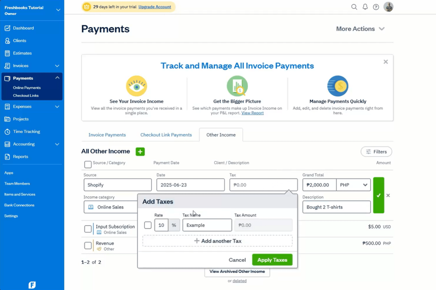 screenshot - FreshBooks Bewertung 2026: Vorteile, Nachteile, Funktionen und Preise