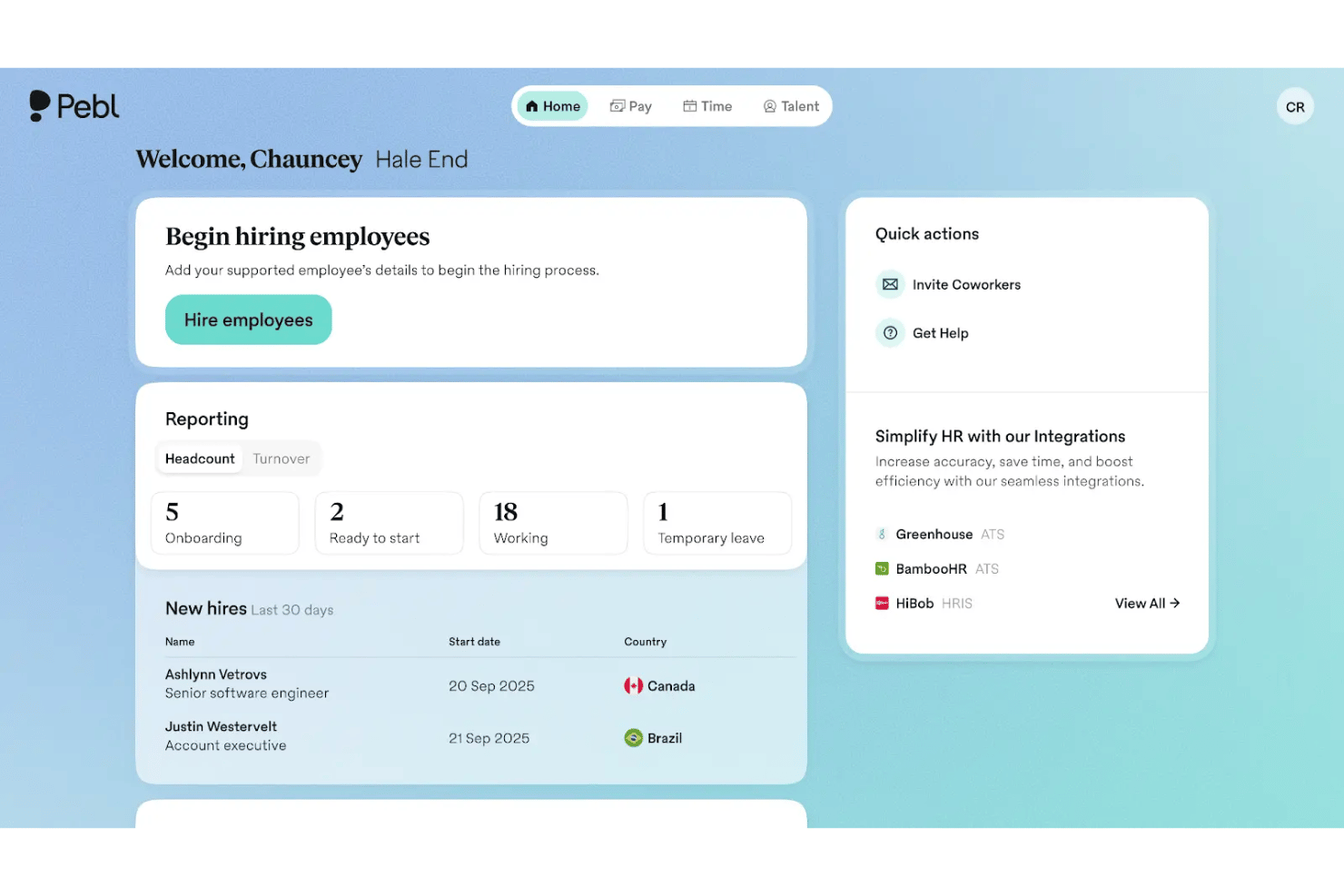 Pebl streamlines global hiring and compliance.