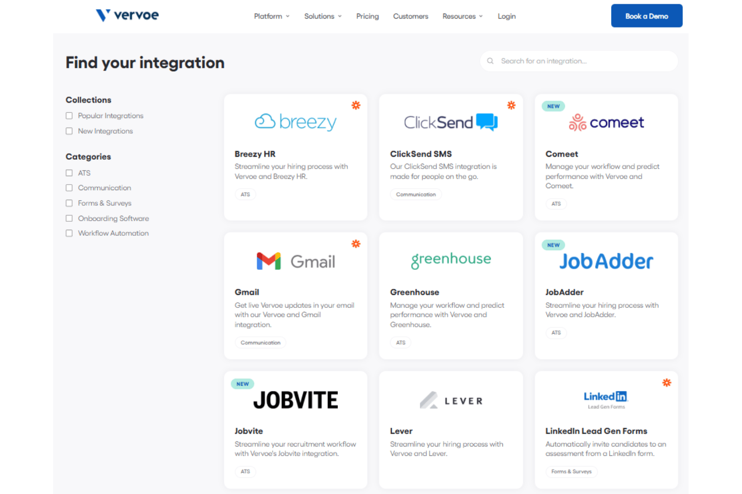 Vervoe integrations with Greenhouse, Lever, Workday, Slack, and Zapier.