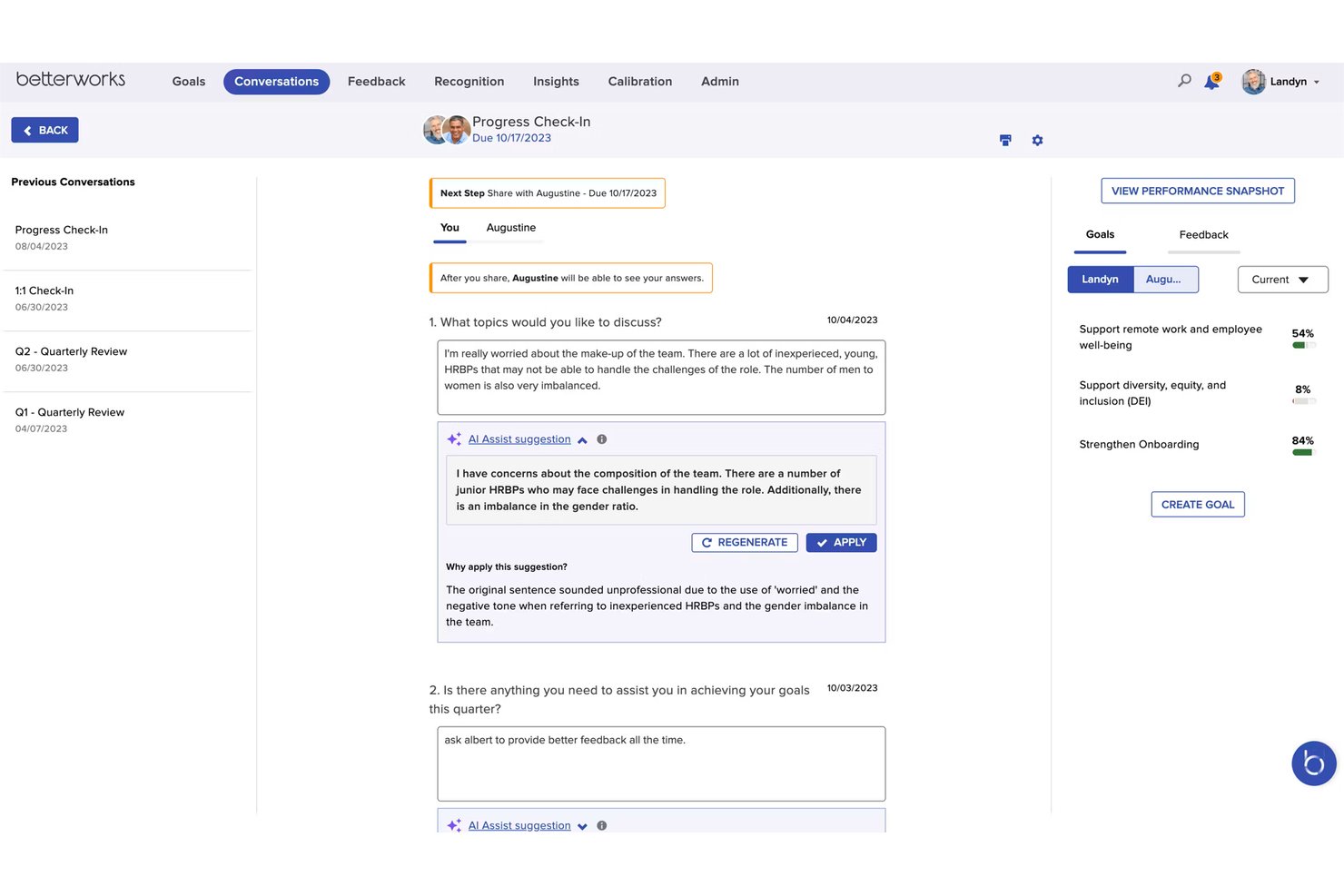 screenshot - Betterworks Performance Management Software Review for 2026