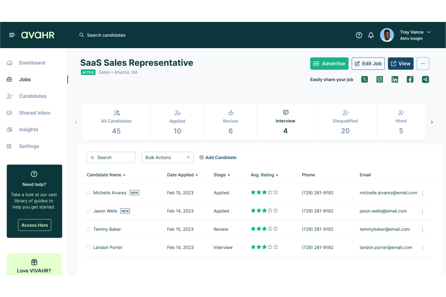 AvaHR streamlines hiring with AI-driven applicant tracking and workflows.