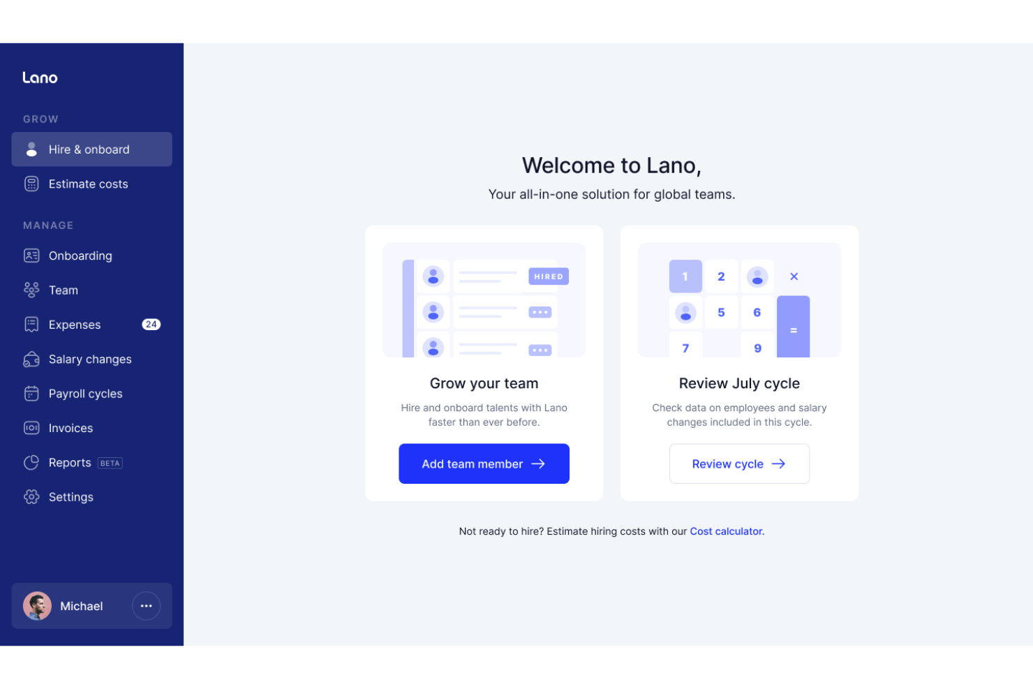 Lano enables hiring, payroll, and compliance via global EOR partners.