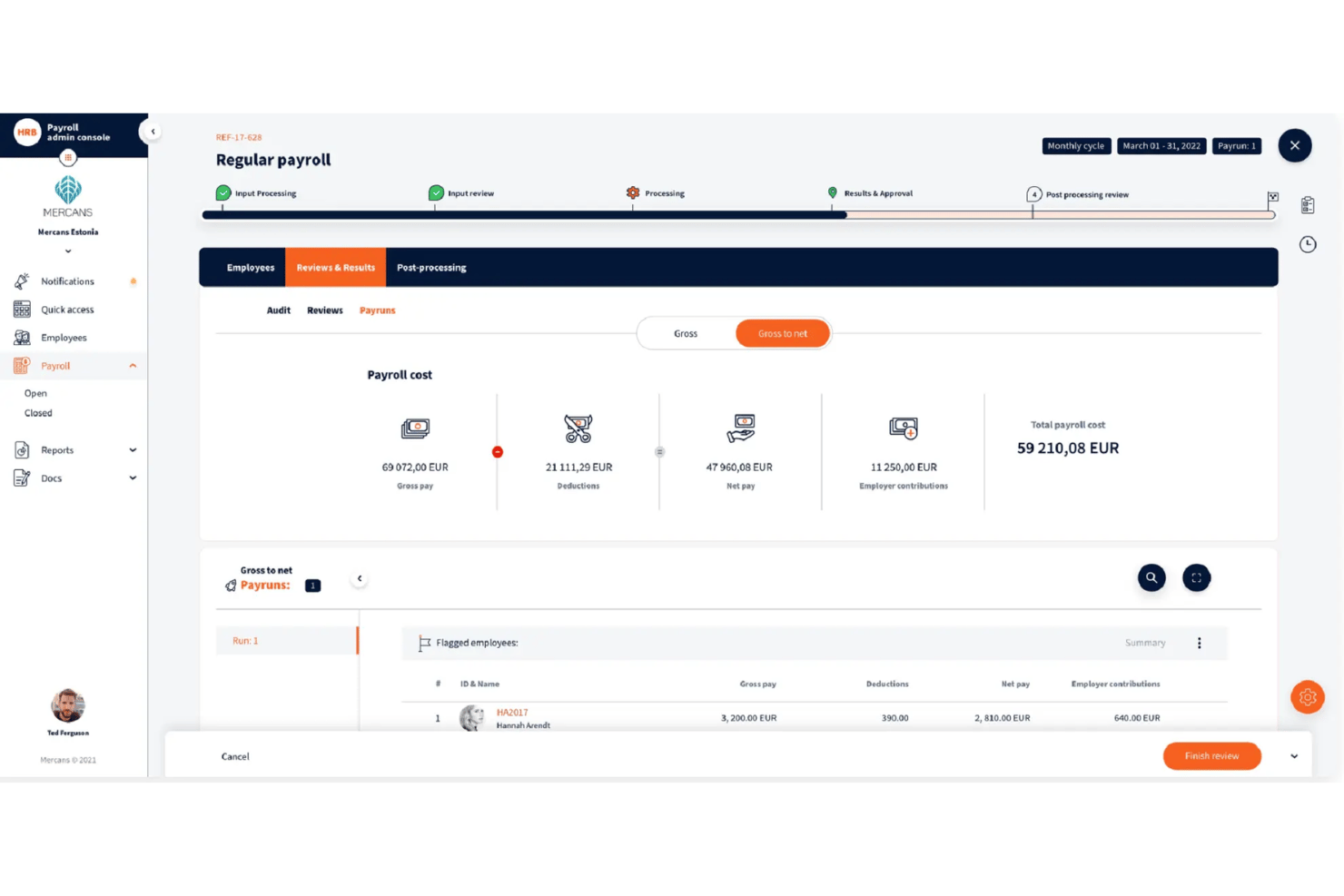 Mercans payroll and HR dashboard with live global updates