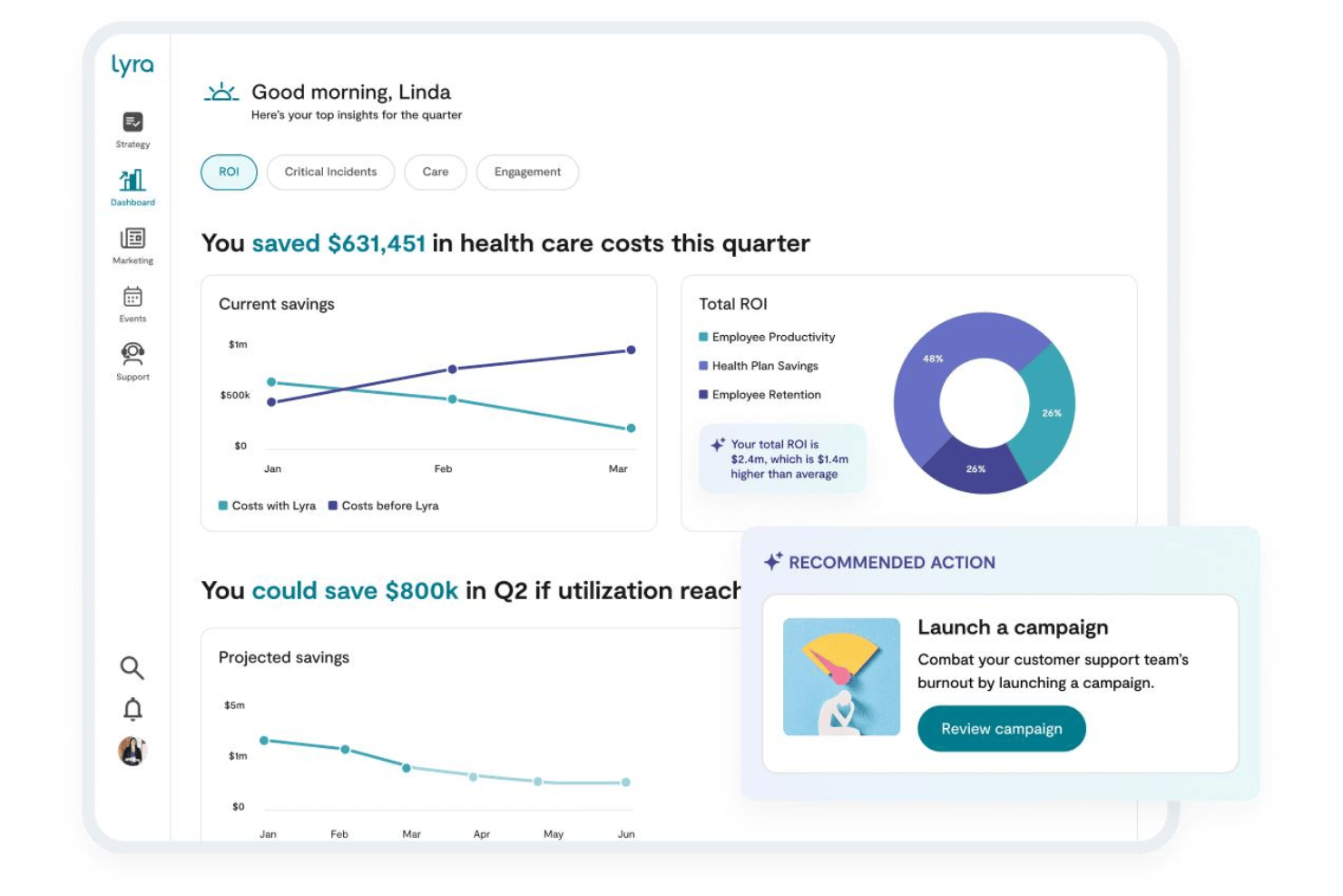 Lyra Health delivers coordinated mental health support for workplaces.