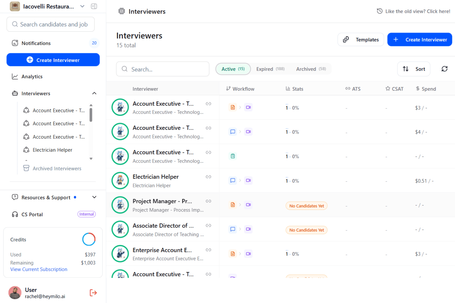 HeyMilo automates AI-powered candidate screening and interview management.