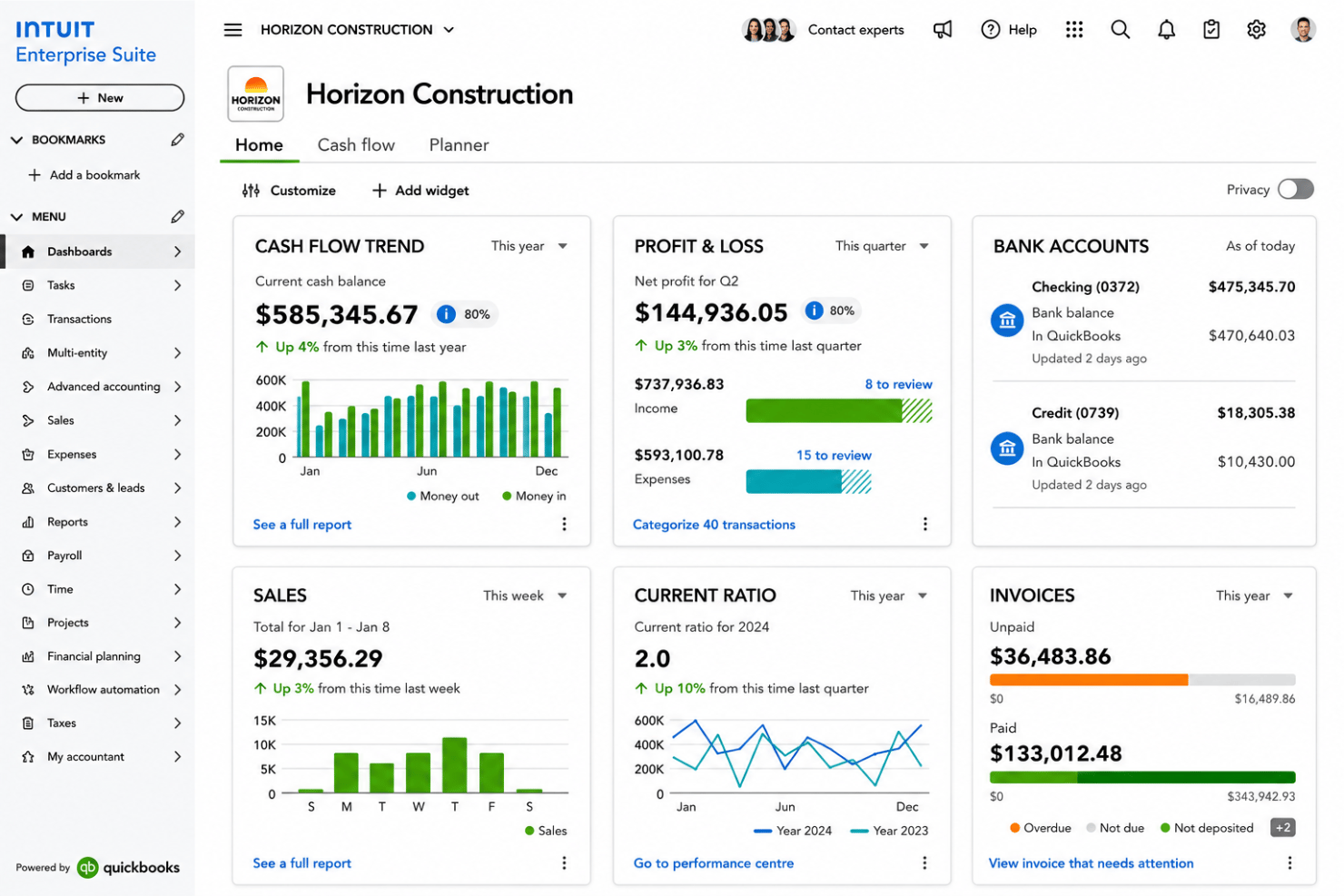 screenshot - Intuit Enterprise Suite Test 2026: Vorteile, Nachteile, Funktionen und Preise