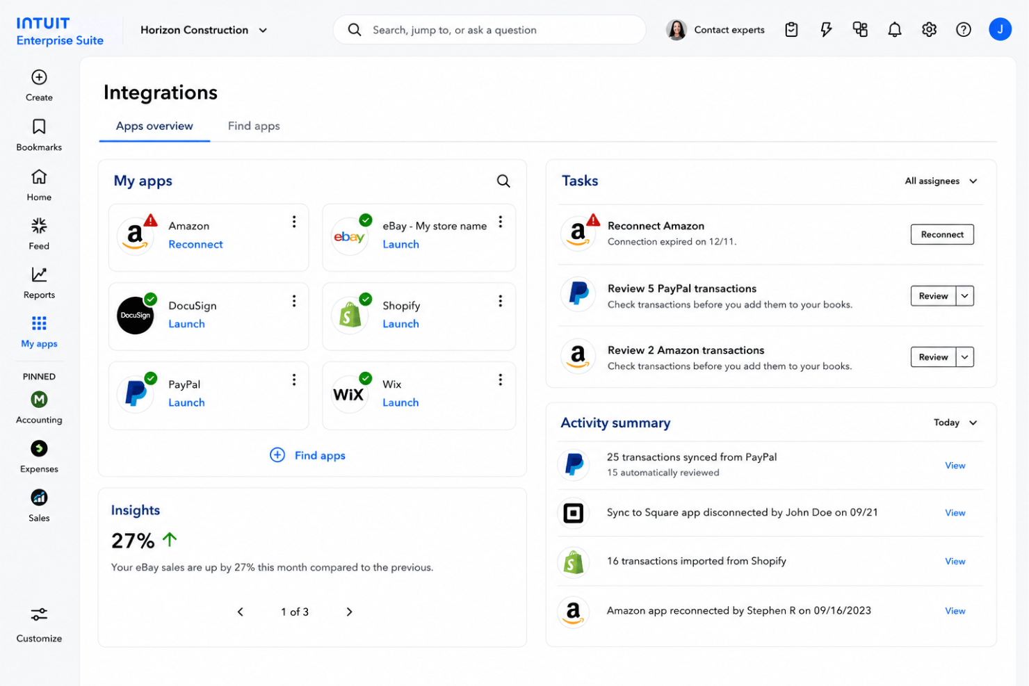 screenshot - Intuit Enterprise Suite Test 2026: Vorteile, Nachteile, Funktionen und Preise