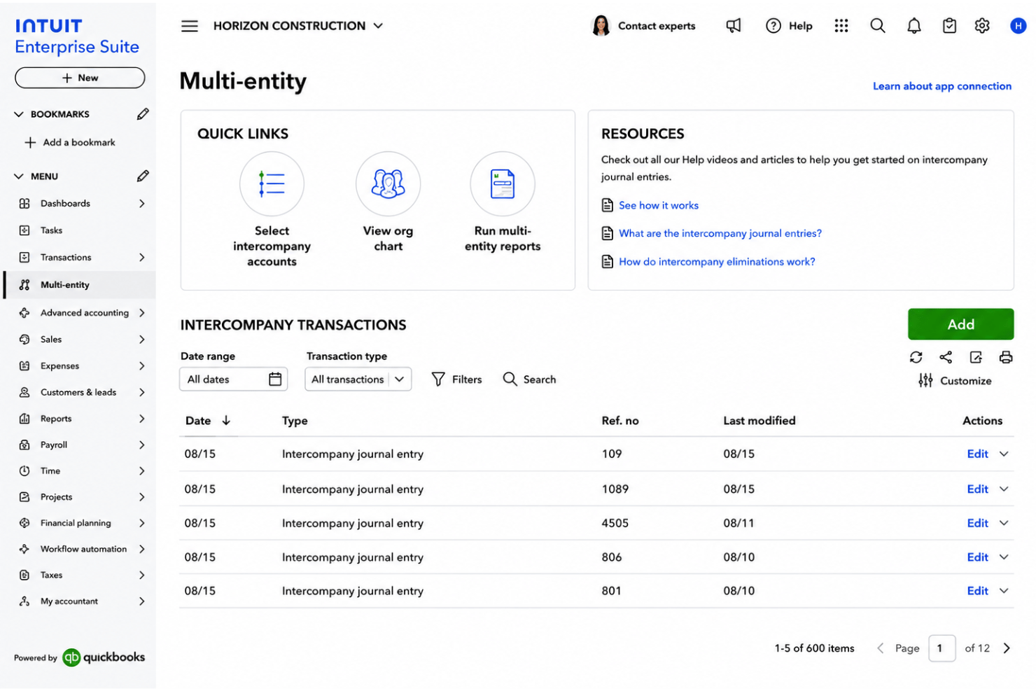 screenshot - Intuit Enterprise Suite Test 2026: Vorteile, Nachteile, Funktionen und Preise