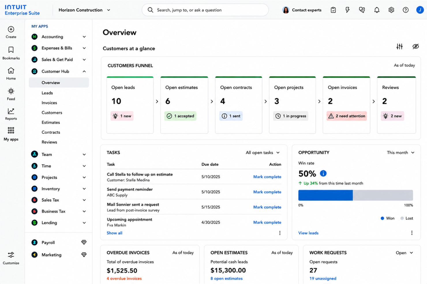 screenshot - Intuit Enterprise Suite Test 2026: Vorteile, Nachteile, Funktionen und Preise