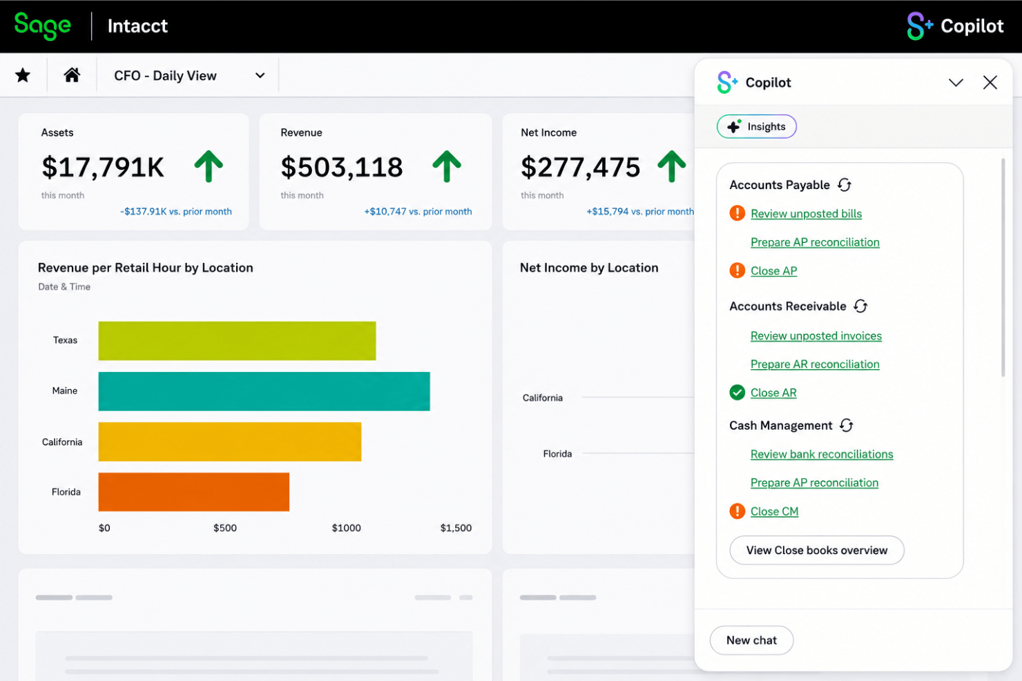 Sage Intacct AI-powered outlier detection highlighting unusual transactions, anomaly alerts, financial risk monitoring, and accounting error detection.