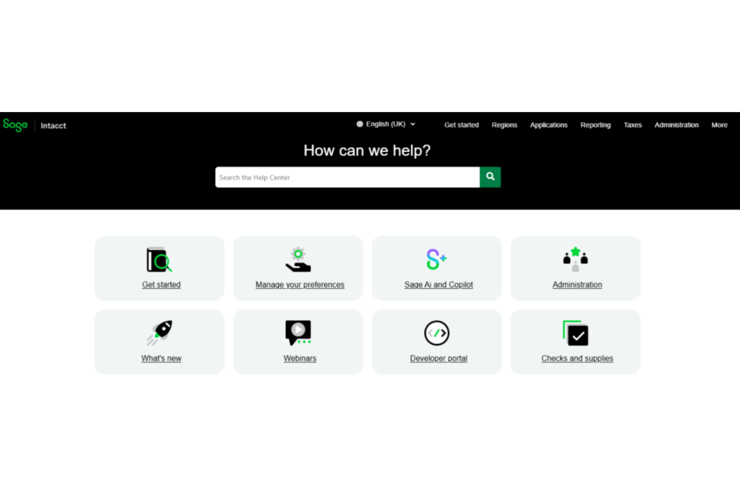 Sage Intacct customer support featuring live chat, phone support, dedicated account managers, help center documentation, user forums, and enterprise support resources.