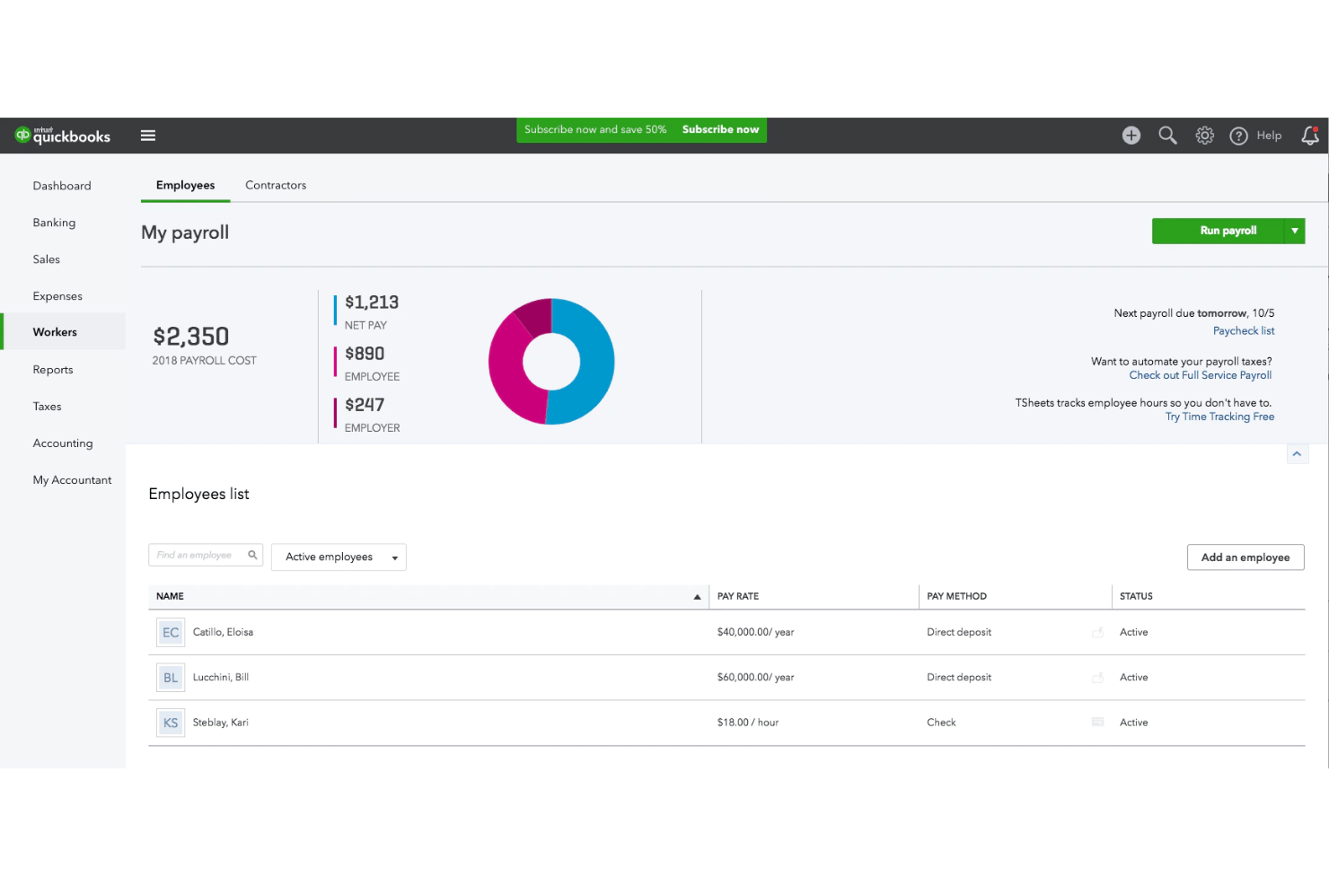 screenshot - QuickBooks Workforce Review: Features, Pros, Cons and Pricing