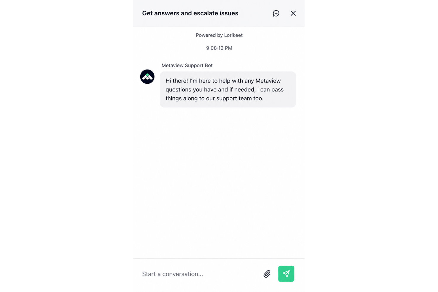Metaview customer support featuring live chat, email support, knowledge base, searchable documentation, troubleshooting resources, recruiter assistance, and AI interview platform support.