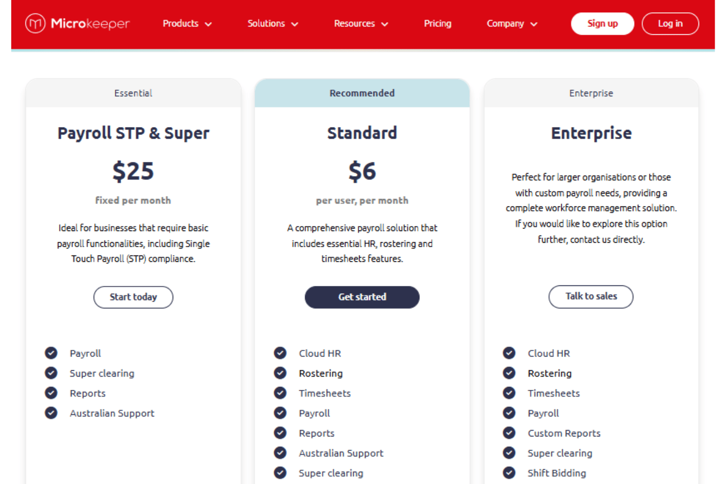 Microkeeper pricing page
