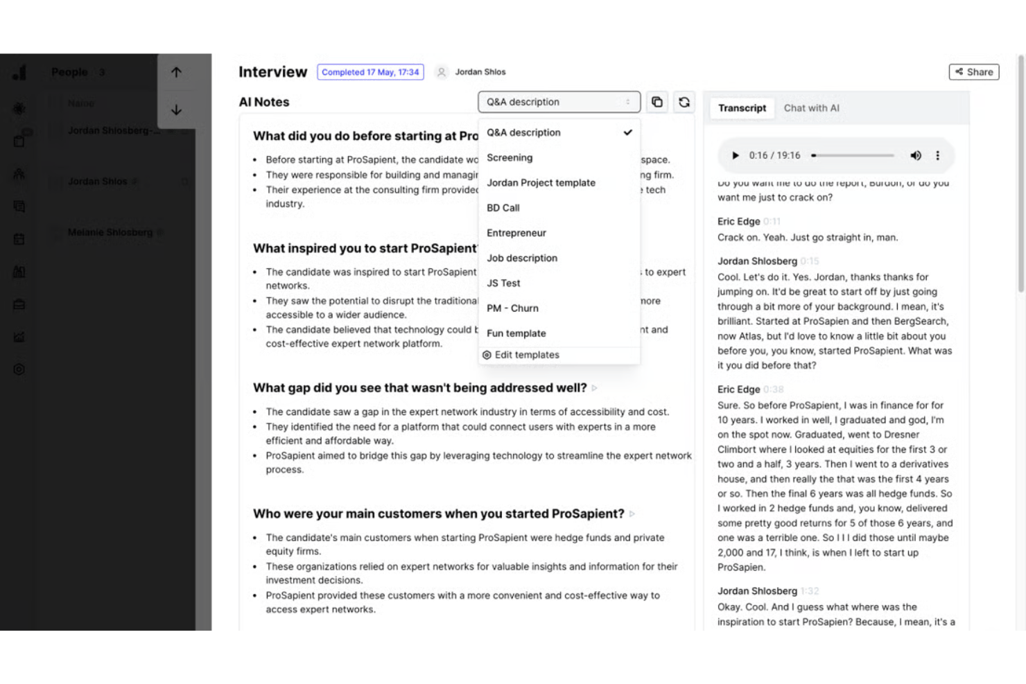 Atlas audit trail with calls, emails, messages, and candidate activity.