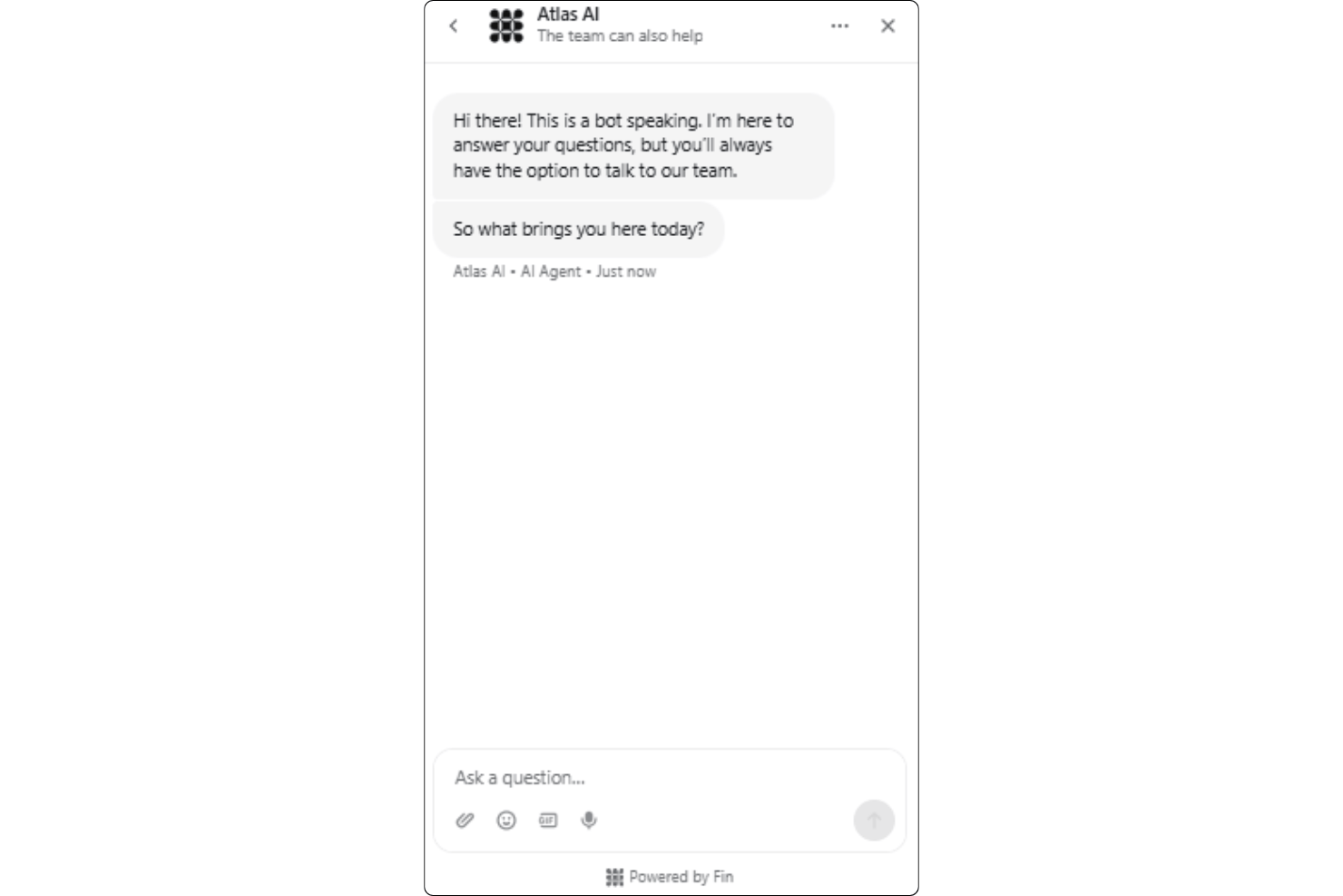 Atlas customer support with in-app help from recruitment specialists.