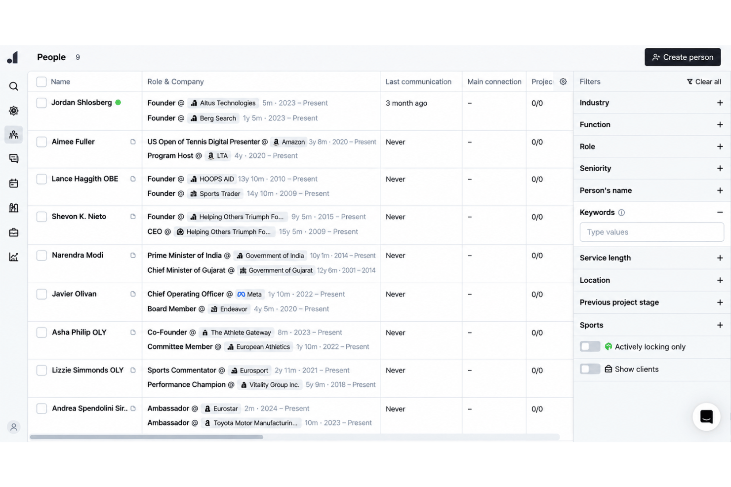 Atlas interface with organized recruiting workflows and candidate activity.