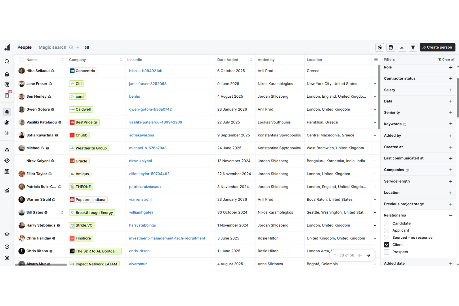Atlas candidate search with matching insights and outreach tools.