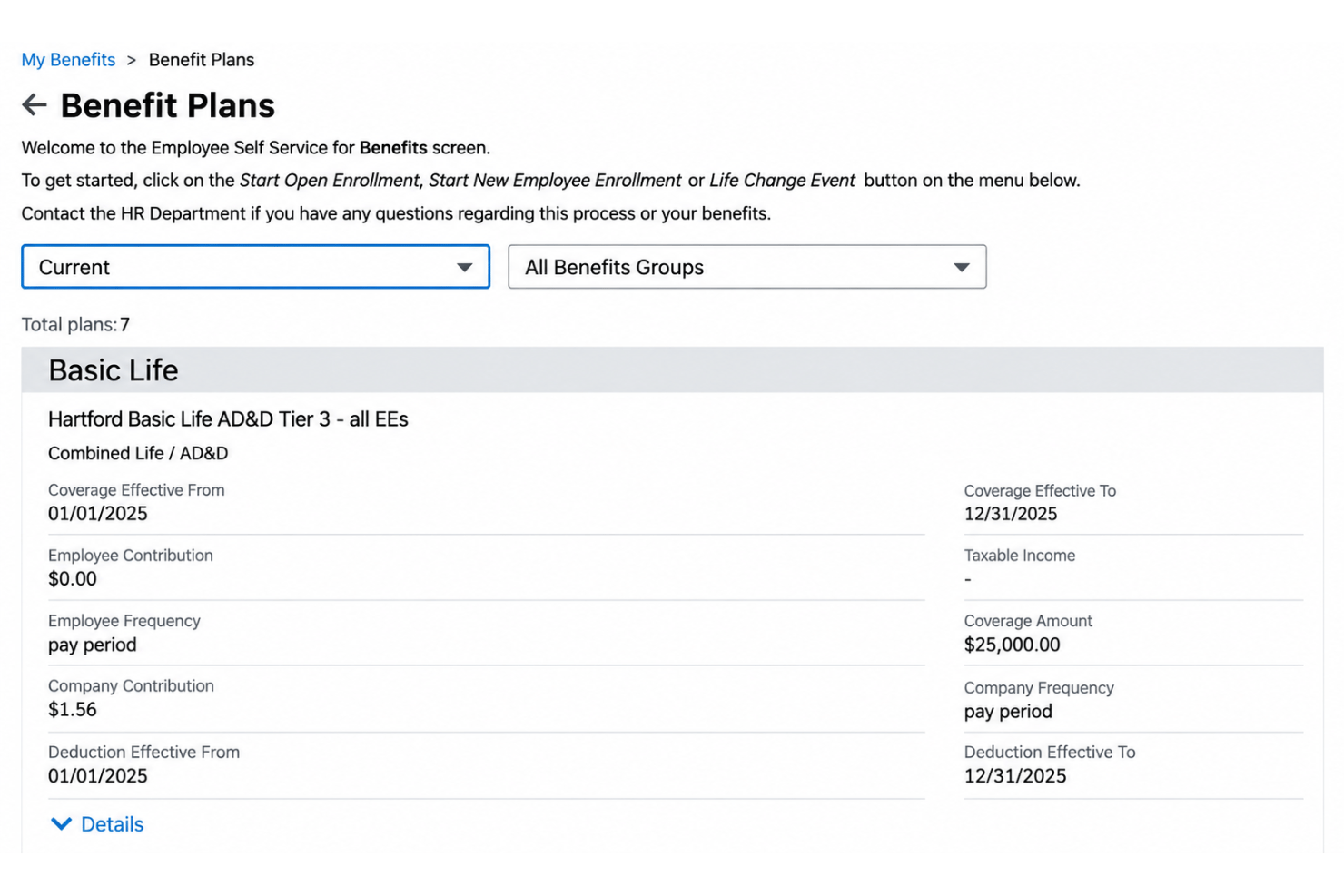 UKG Ready benefits dashboard showing employee benefits information.