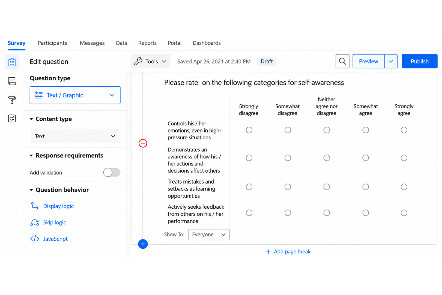 Qualtrics 360 feedback with peer, manager, and development insights.