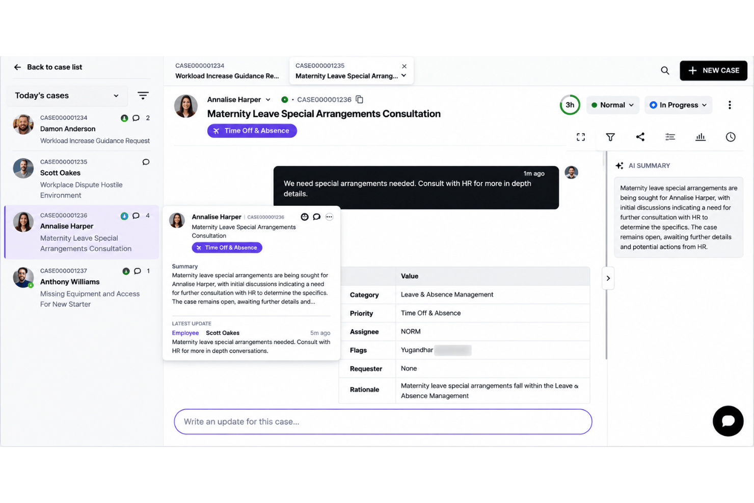 Applaud HR case management with employee requests, case tracking, and resolution workflows.