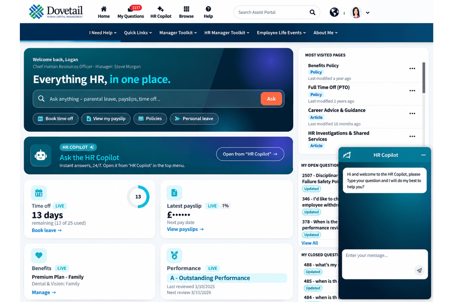 Dovetail Software streamlines HR service delivery with centralized case management, employee support, and HR knowledge management.