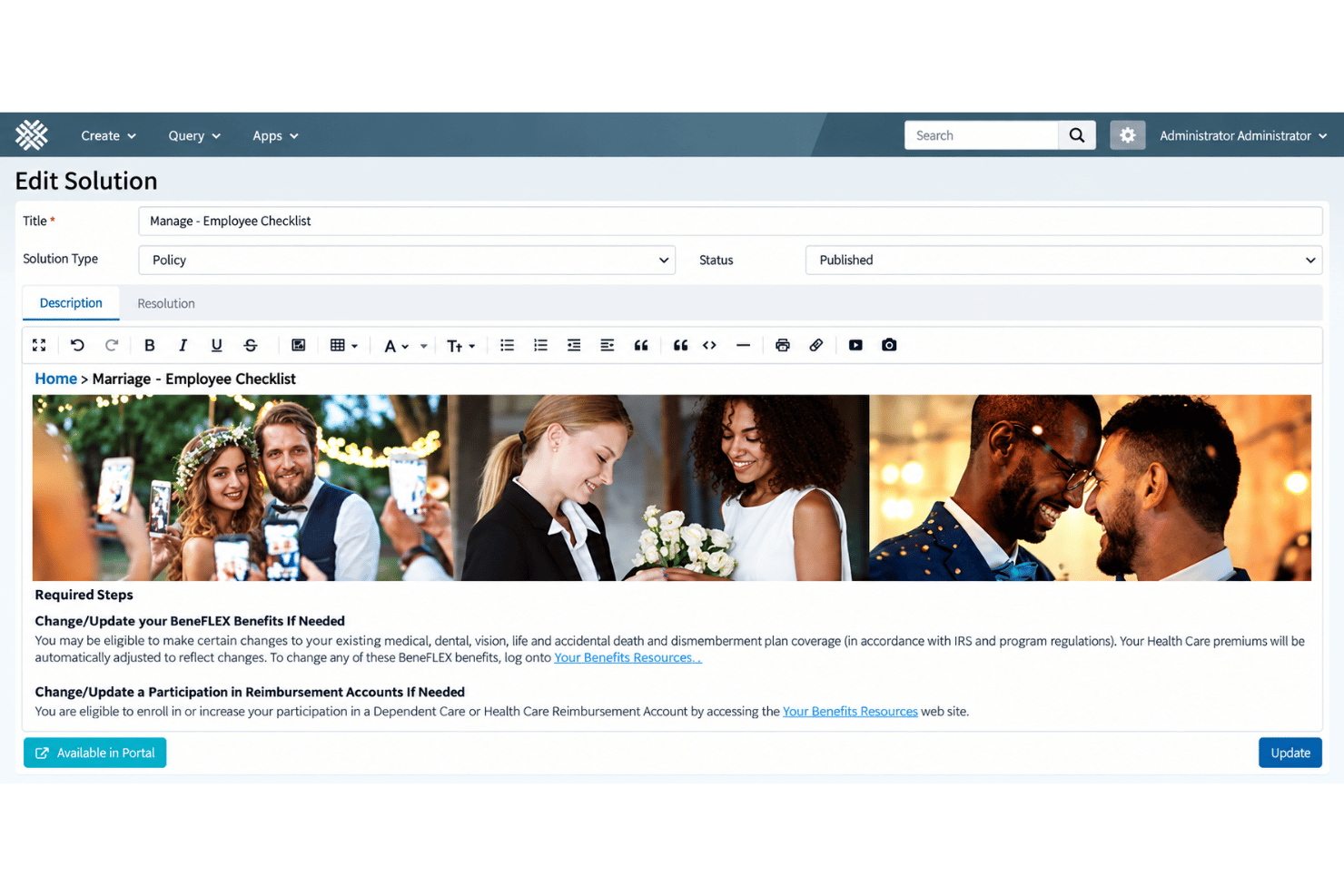 Dovetail Software HR knowledge base with searchable articles, employee resources, and content management tools.