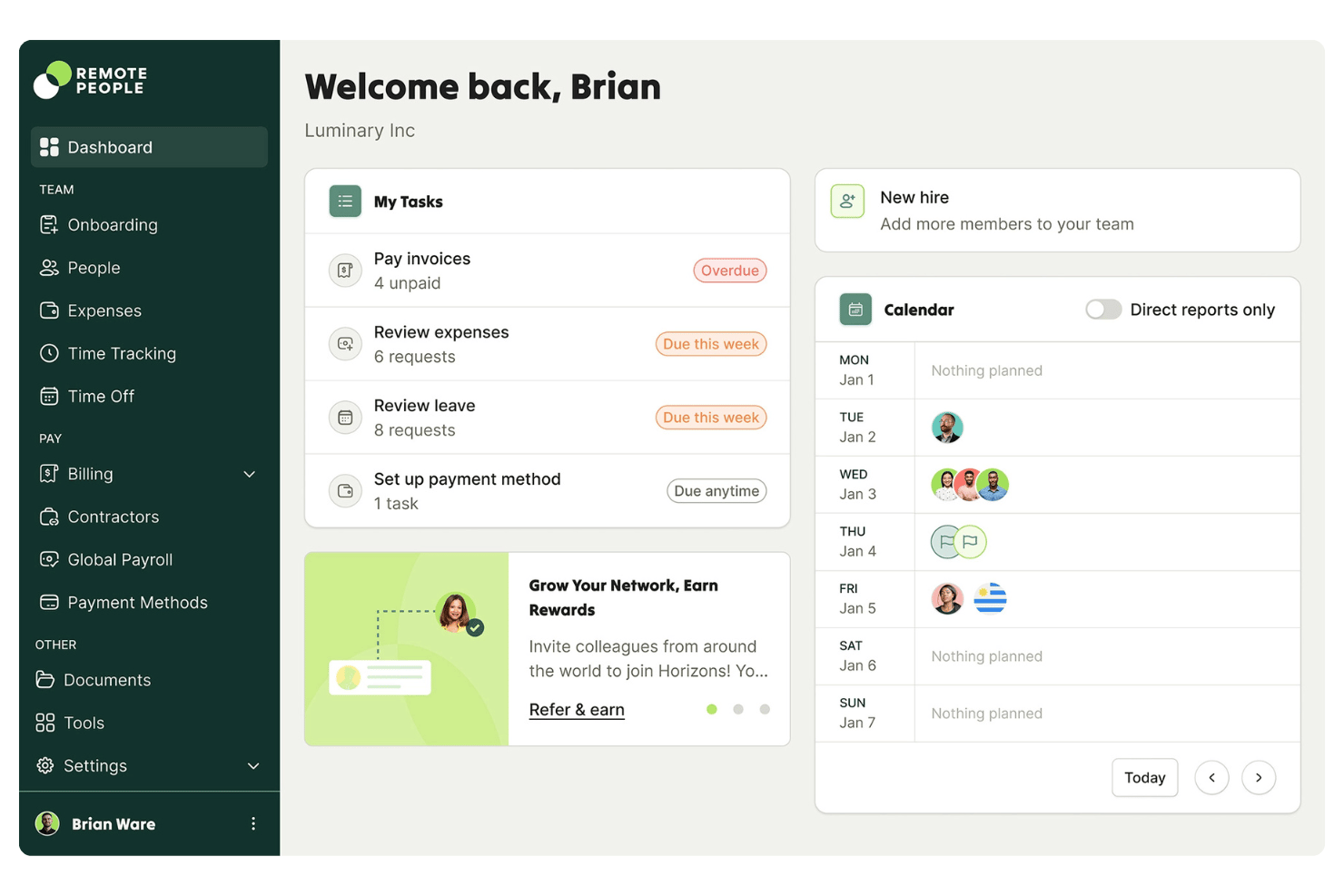 RemotePeople platform for recruiting, hiring, and managing global teams.