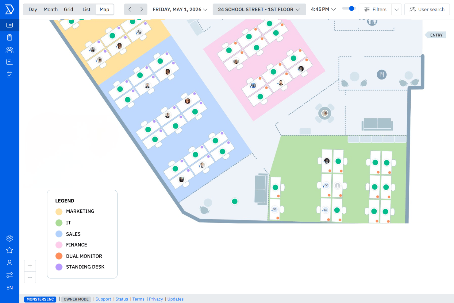 Skedda maps and manages hybrid desk reservations in real time.