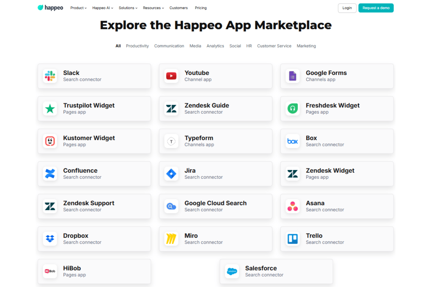 Happeo integrations with Google Workspace, Slack, Microsoft 365, and Zendesk.