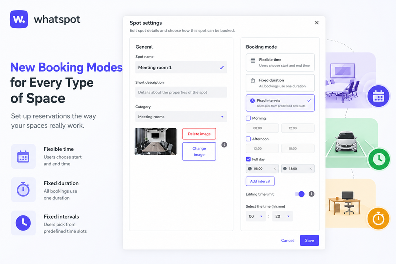 Whatspot Adds Booking Modes for Different Space Types