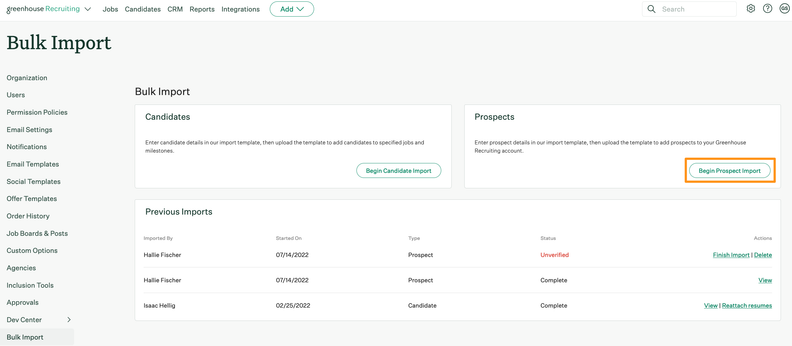 Greenhouse Adds Candidate Data Retention and Bulk Import Updates