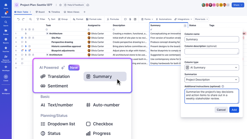 Smartsheet's AI-Powered Smart Columns for Instant Sheet Insights