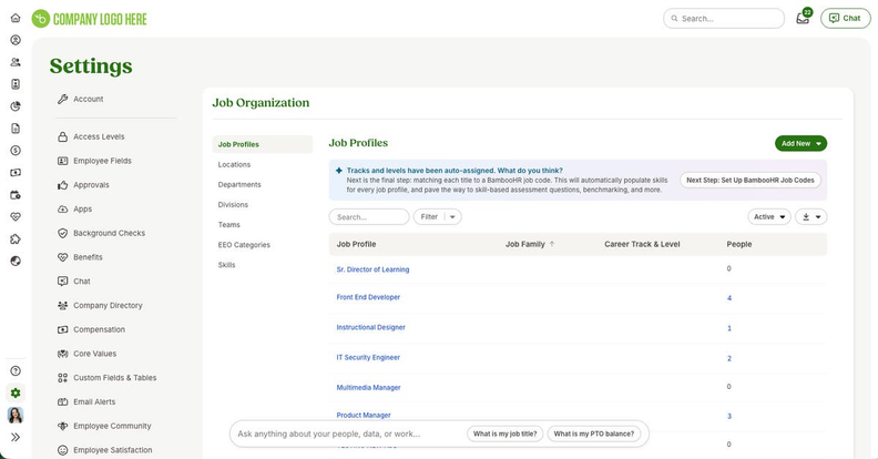 BambooHR Introduces Job Organization