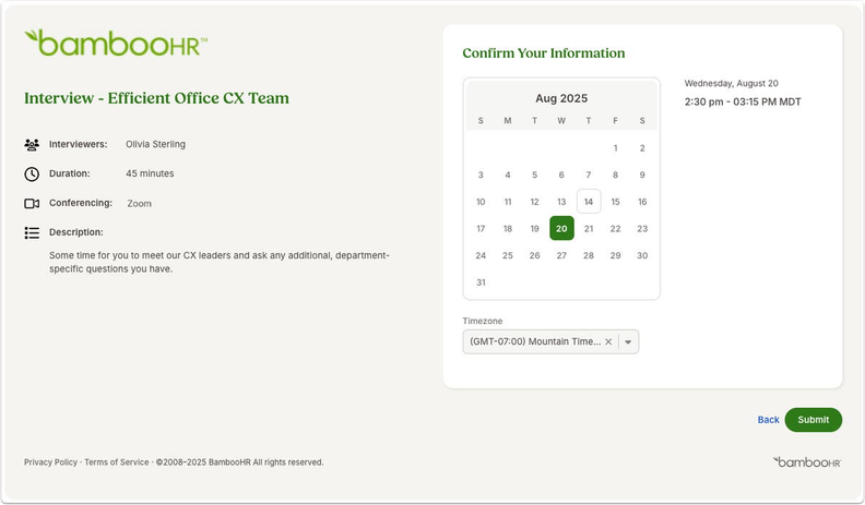 BambooHR Enhances Interview Scheduling
