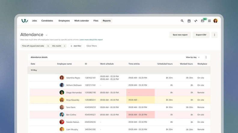 Workable Improved Attendance Reporting Views