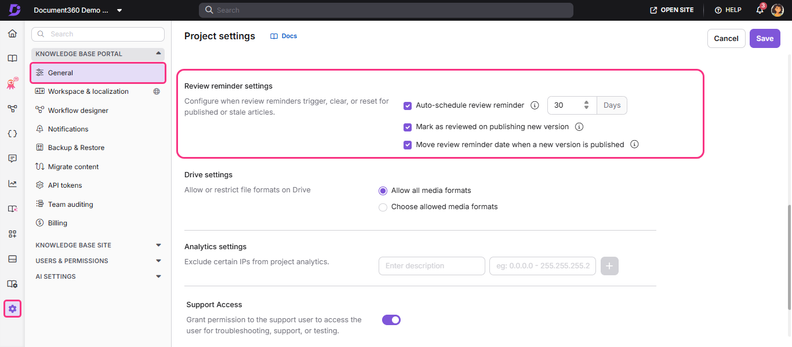 Document360 Improves Article Review Workflows