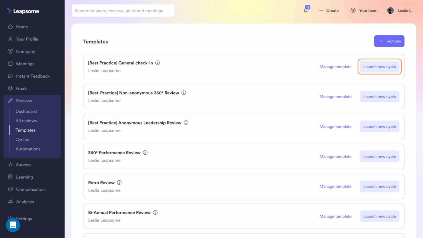 screenshot - Leapsome Performance Management Software Review for 2025