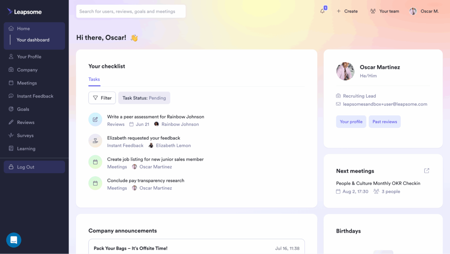 screenshot - Leapsome Performance Management Software Review for 2025