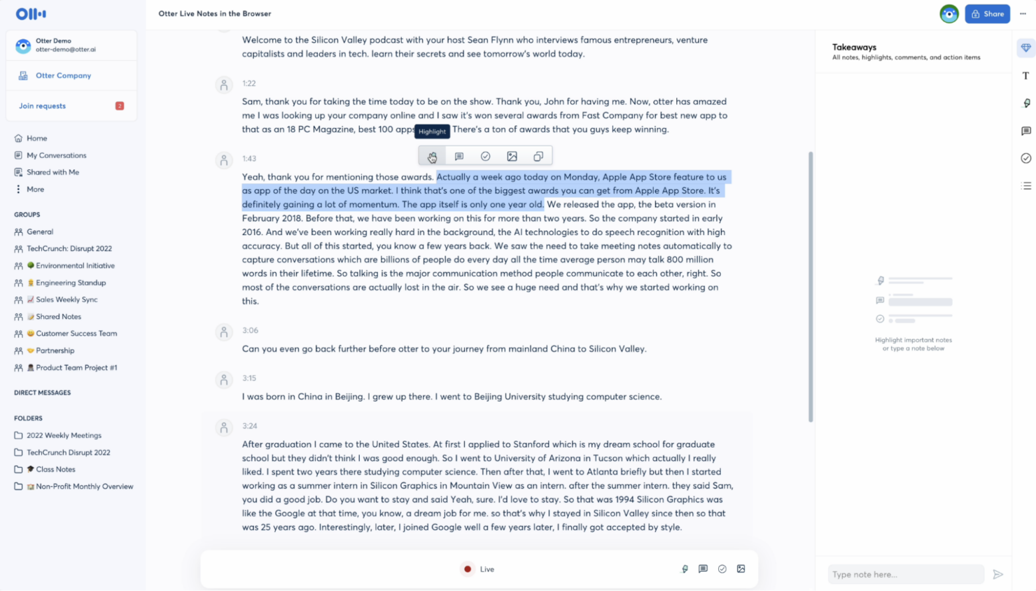 screenshot - Otter Review: Pros, Cons, Features and Pricing