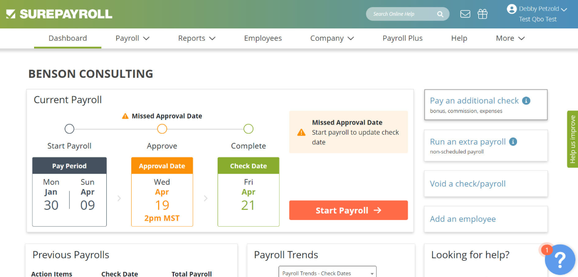 screenshot - SurePayroll Review: Pros, Cons, Features, and Pricing