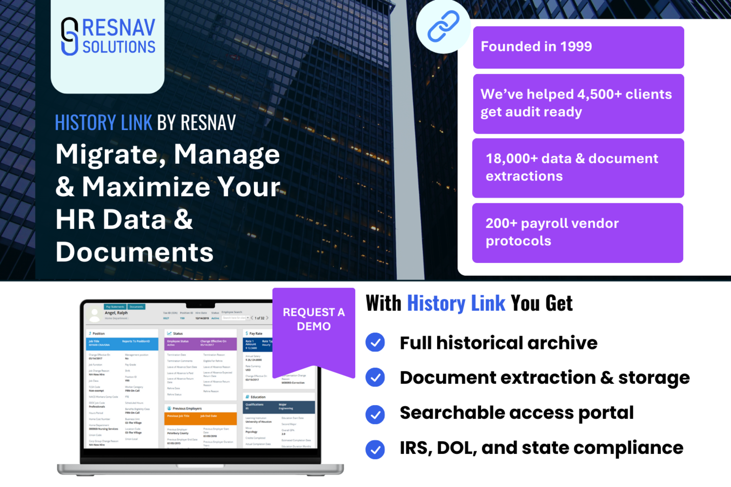 ResNav - History Link screenshot - 20 beste HR-Datenbank-Softwares 2026: Getestet &amp; Verglichen