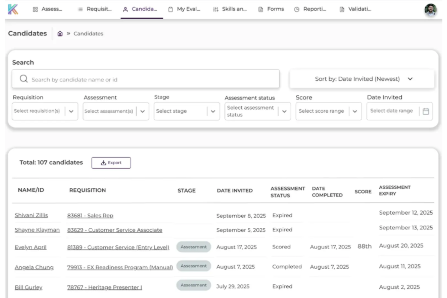 Knockri screenshot - 12 meilleures entreprises de recrutement IA de 2026