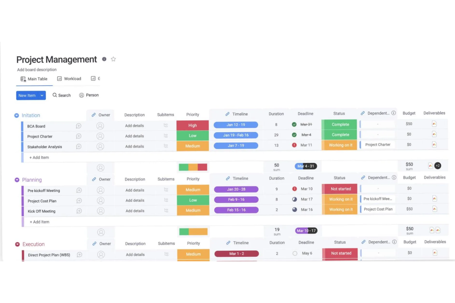 monday.com screenshot - 14 Meilleurs Outils IA pour les Entreprises Analysés en 2026