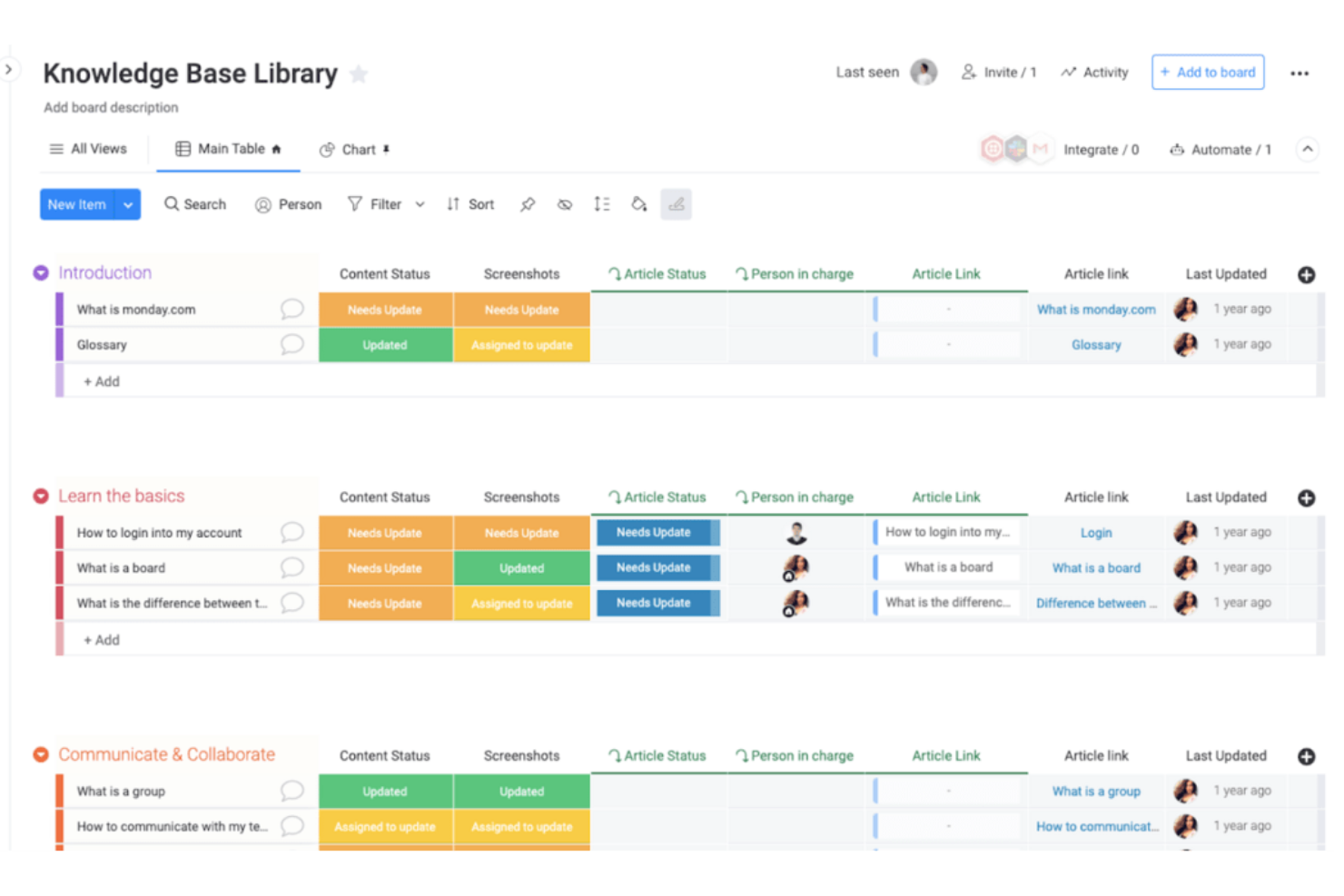 monday.com screenshot - 16 Meilleurs Logiciels de Gestion des Connaissances IA Passés en Revue en 2026
