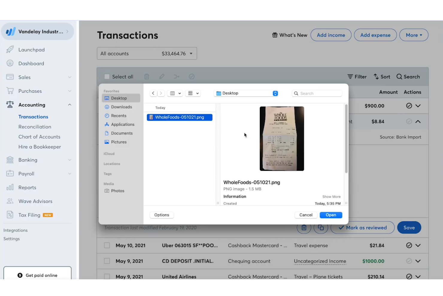 Wave screenshot - 15 applications de scan de reçus pour 2026