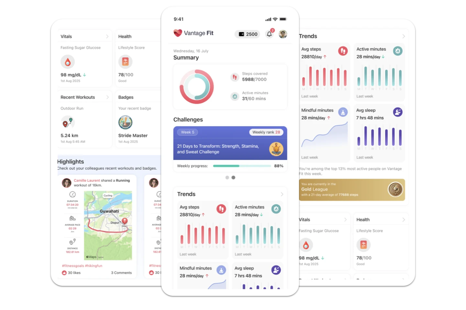 Vantage Fit screenshot - 10 meilleures applications de bien-être en entreprise en 2026