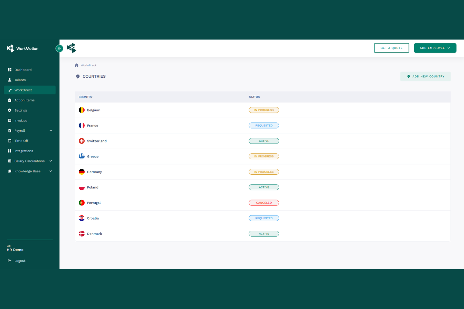 WorkMotion screenshot - Die 10 besten Dienste für formale Arbeitgeber in Irland im Jahr 2026