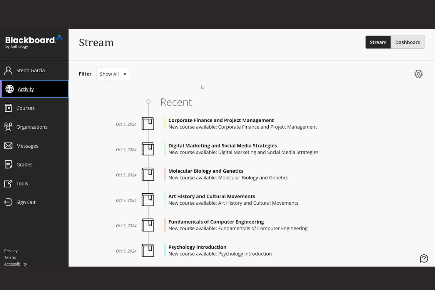 Blackboard screenshot - 12 Meilleurs LMS Gratuits Passés en Revue en 2026