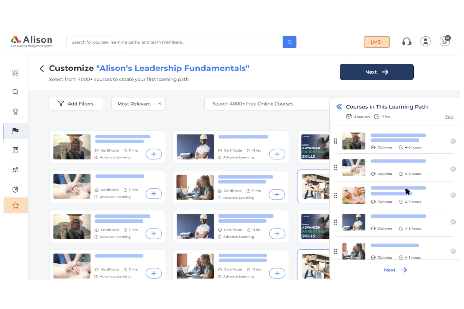 Alison screenshot - 12 Meilleurs LMS Gratuits Passés en Revue en 2026